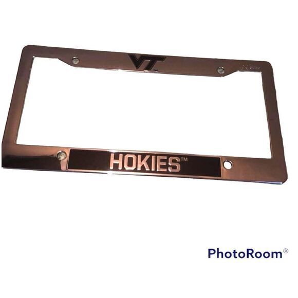 Virginia Tech Hokies Silver/Black Plastic License Plate Frame NEW - Picture 1 of 2